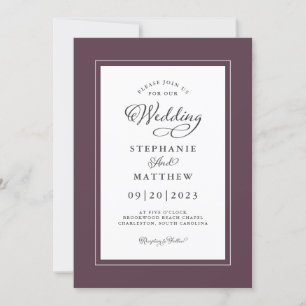 Invitación Boda Cassis Letra Elegante Chic Marco Moderno