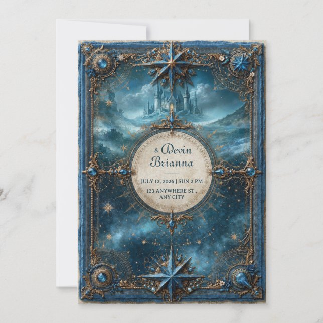 Invitación Boda Castillo Estrella de Zafiro (Anverso)