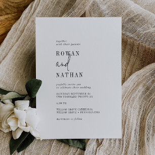 Invitación Boda Casual Blanco y Negro de Moda moderna