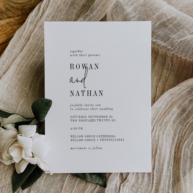 Invitación Boda Casual Blanco y Negro de Moda moderna (Subido por el creador)