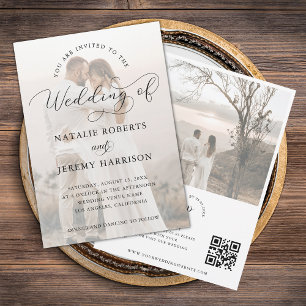 Invitación Boda Casual de código QR de 2 guiones fotográficos