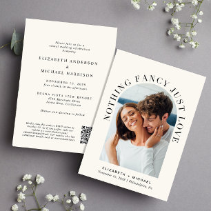 Invitación Boda Casual de crema de código QR para arcos elega