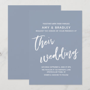 Invitación Boda Casual de Escritura a Mano Azul Polvoriento S