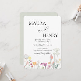 Invitación Boda Casual de Flor Silvestre de Primavera Colorid