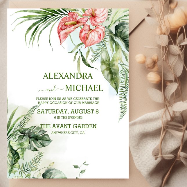 Invitación Boda Casual de la Palm Tropical Salvaje (Subido por el creador)