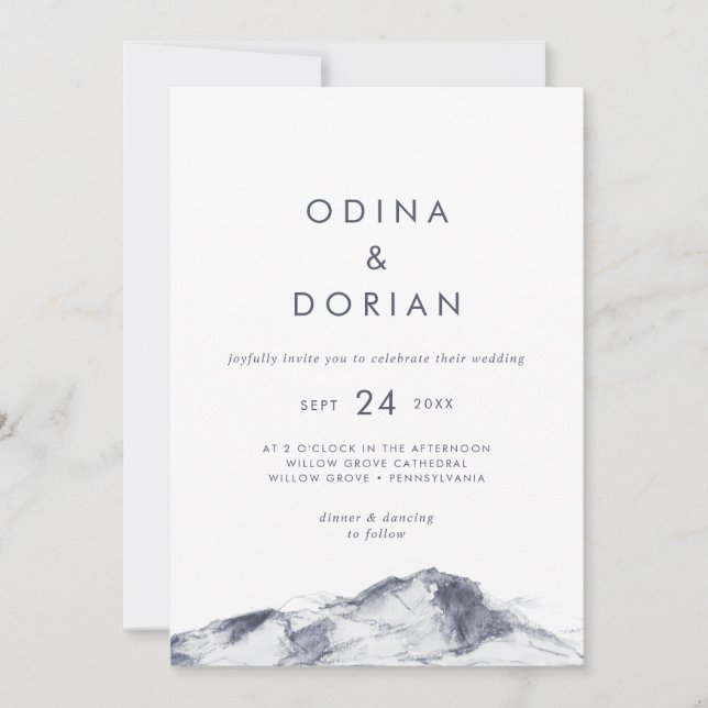 Invitación Boda Casual de Montaña Simple (Anverso)
