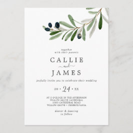 Invitación Boda Casual de rama de oliva moderna