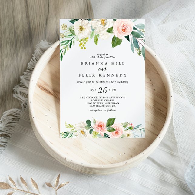 Invitación Boda Casual del follaje verde floral simple (Subido por el creador)
