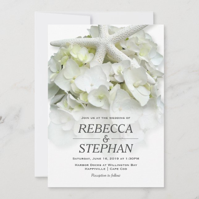 Invitación Boda Casual Elegante del Jardín Marino Blanco (Anverso)