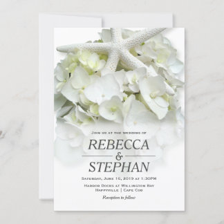 Invitación Boda Casual Elegante del Jardín Marino Blanco