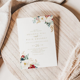 Invitación Boda Casual Floral de oro clásico