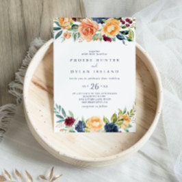 Invitación Boda Casual Floral Multicolor Elegante