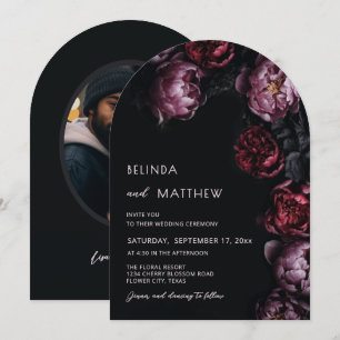 Invitación Boda Casual Flores 3D Oscuras y Malhumoradas