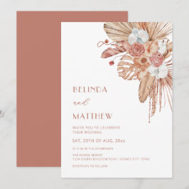 Invitación Boda Casual Flores Acuarela Boho