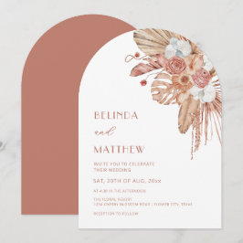 Invitación Boda Casual Flores Acuarela Boho