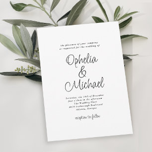 Invitación Boda Casual Moderna Sencilla y Sin Adornos