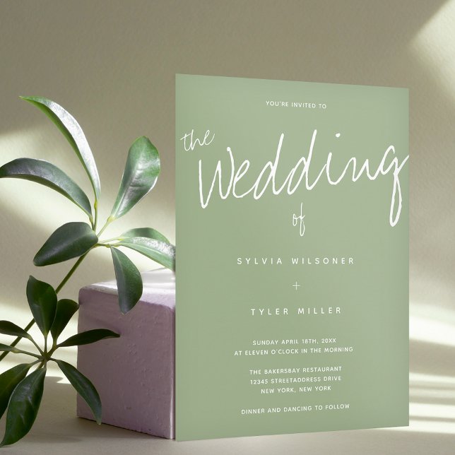 Invitación Boda Casual Moderno de Tipografía Sage (Subido por el creador)