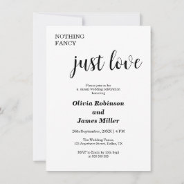 Invitación Boda Casual Sin Adornos Solo Amor Blanco
