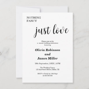 Invitación Boda Casual Sin Adornos Solo Amor Blanco