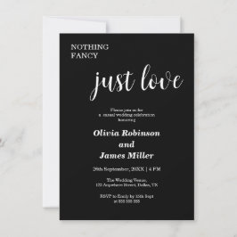 Invitación Boda Casual Sin Adornos Solo Amor Negro