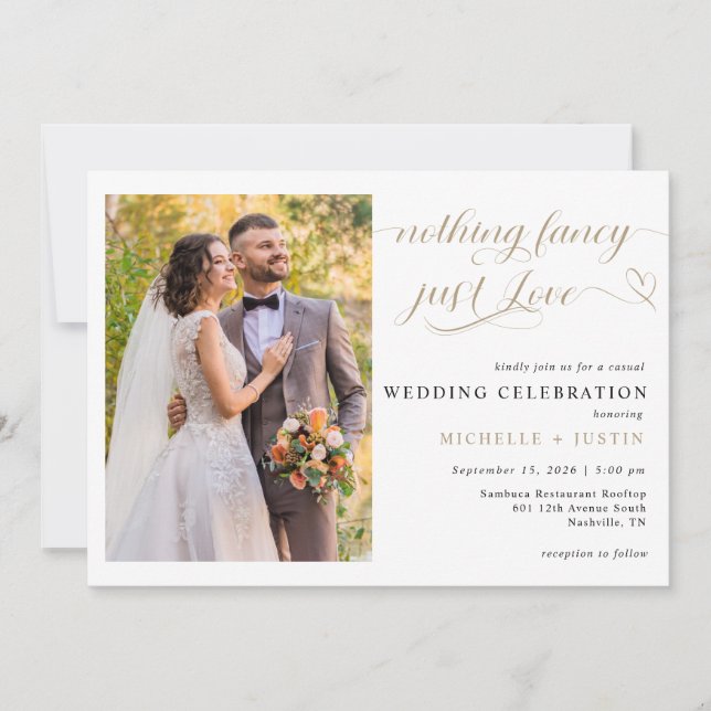 Invitación Boda Casual Solo Amor (Anverso)