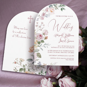 Invitación Boda Católica Arco de Rosas