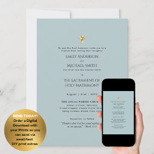 Invitación Boda católica de misa nupcial Sage