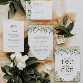 Invitación Boda Católica Megan White Roses & Greenery