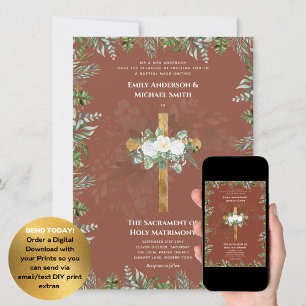 Invitación Boda católica misa nupcial cruz de terracota
