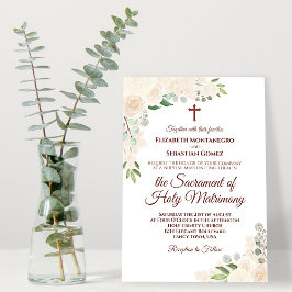 Invitación Boda católica moderna floral de la Rubor de Champa