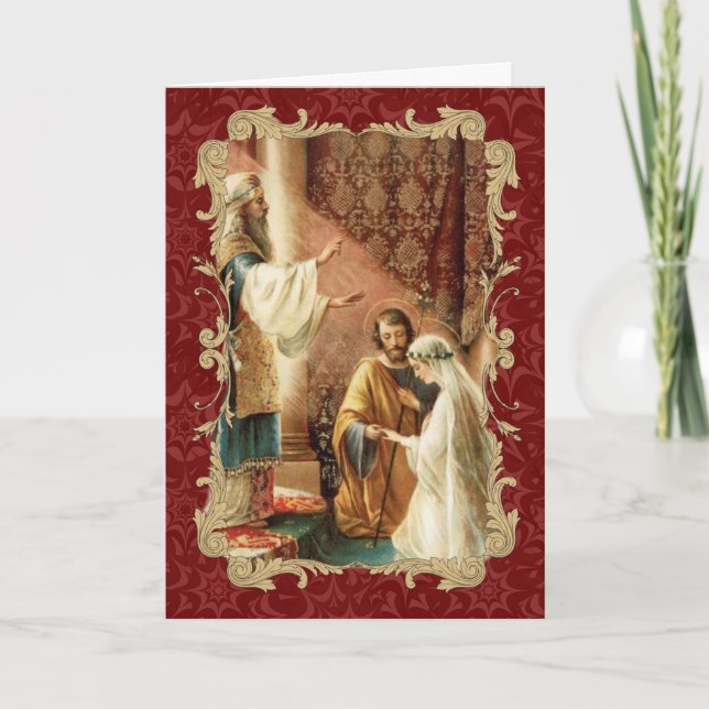 Invitación Boda católica oro granate Boda (Anverso)