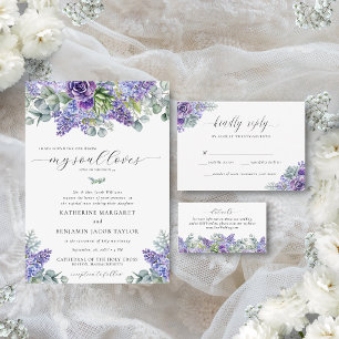 Invitación Boda católica tradicional floral de Katherine