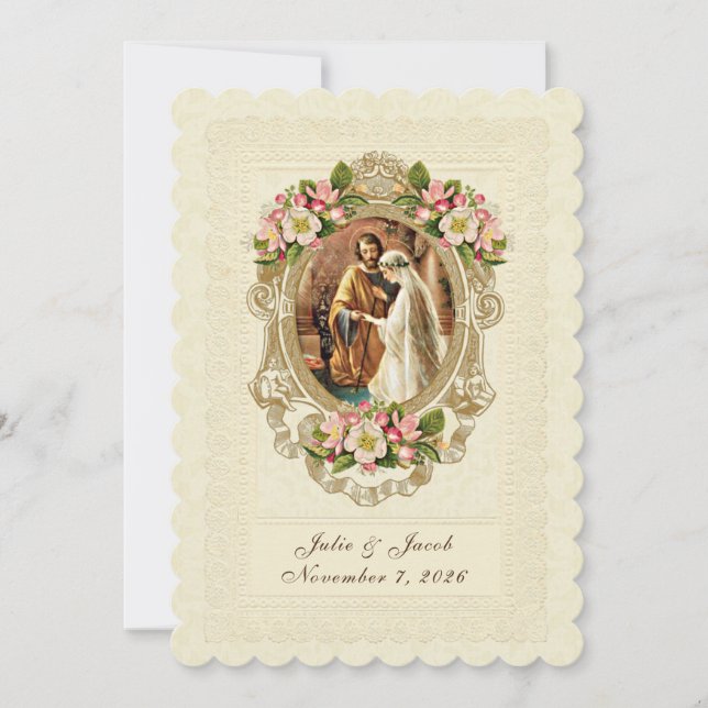 Invitación Boda católica tradicional vintage (Anverso)