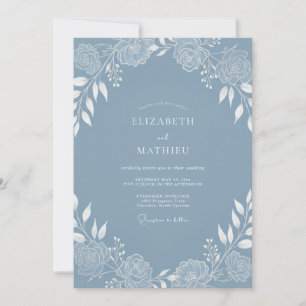Invitación Boda cautivadora de invierno en azul pizarra