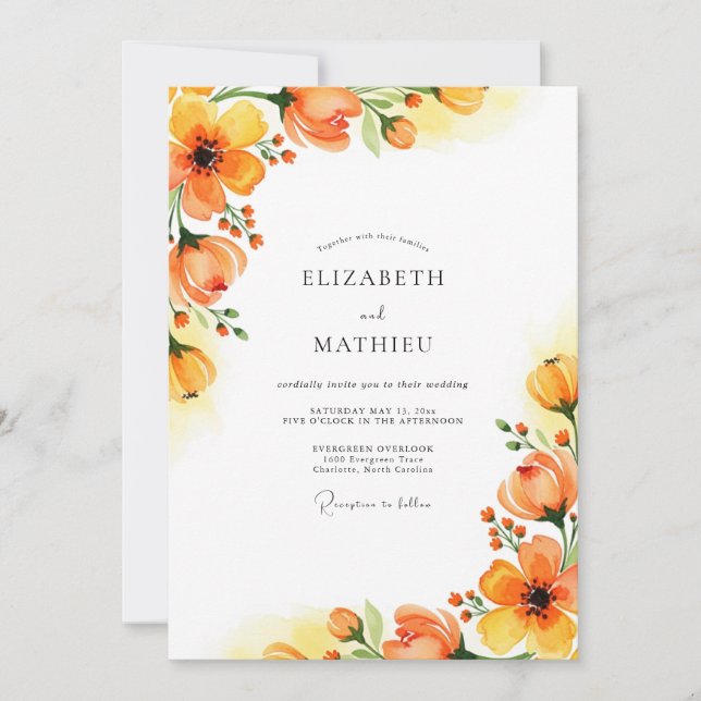 Invitación Boda cautivadora de primavera ámbar (Anverso)