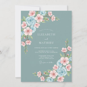 Invitación Boda cautivadora de primavera en azul turquesa pol