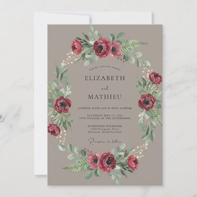 Invitación Boda cautivadora en bosque de Borgoña (Anverso)