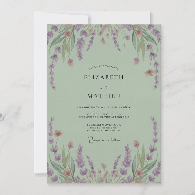 Invitación Boda Celadón Amethyst Wisteria (Anverso)