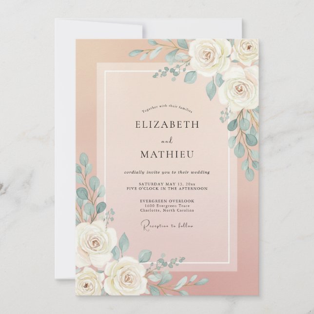 Invitación Boda Celadón Rubor Eucalipto (Anverso)