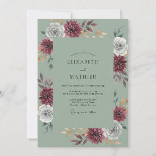 Invitación Boda Celadón y Dahlia Granate