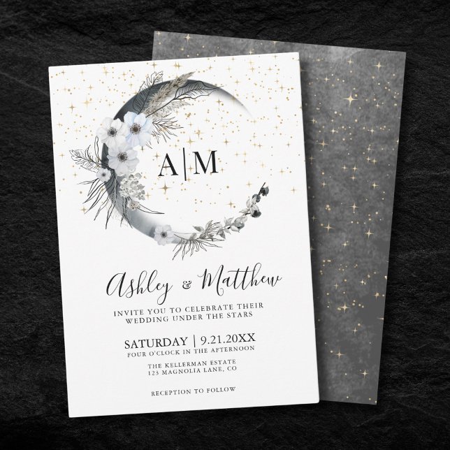Invitación Boda celeste de la Luna (Moon Celestial Wedding Invitation)