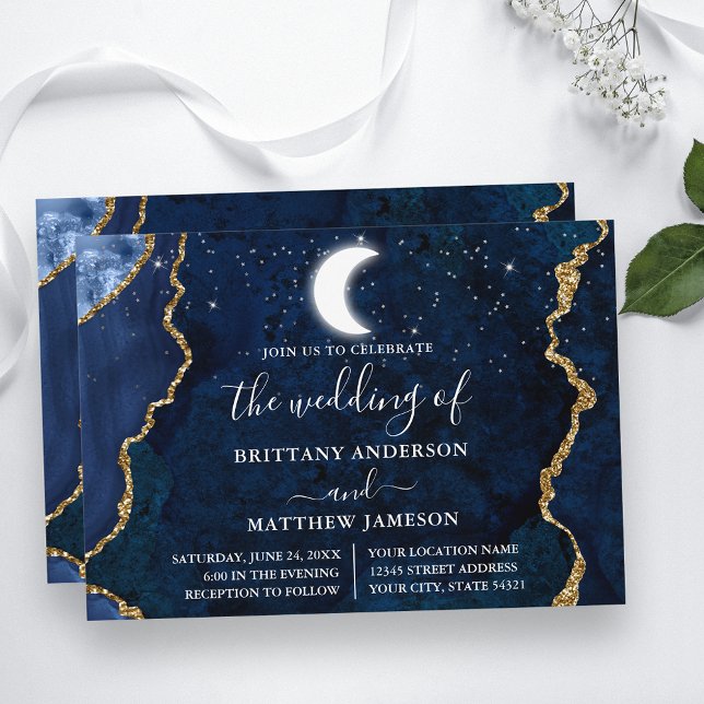 Invitación Boda celeste de mármol azul acuarela (Customize to change text size, text style or to add more text to back of card.)