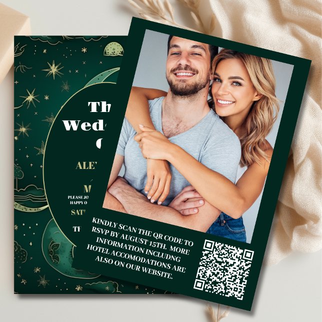 Invitación Boda celeste de oro verde esmeralda (Subido por el creador)