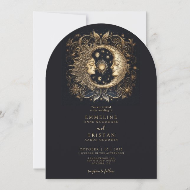 Invitación Boda celeste de Sun Moon (Anverso)