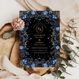 Invitación Boda celeste floral de zafiro