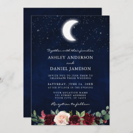 Invitación Boda celeste Moon Stars Floral Photo