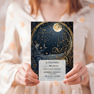 Invitación Boda Celeste Mystical Blue Midnight Gold