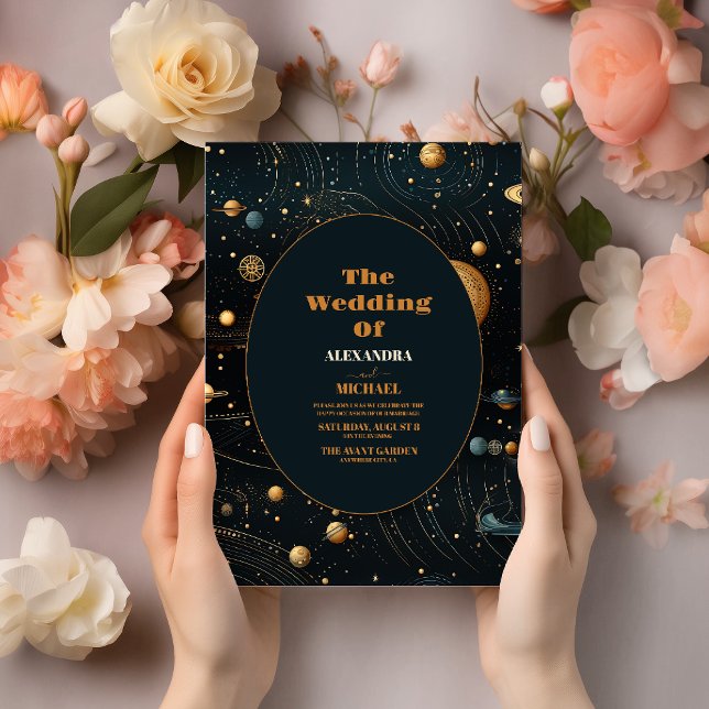 Invitación Boda Celeste Mystical Blue Midnight Gold (Subido por el creador)