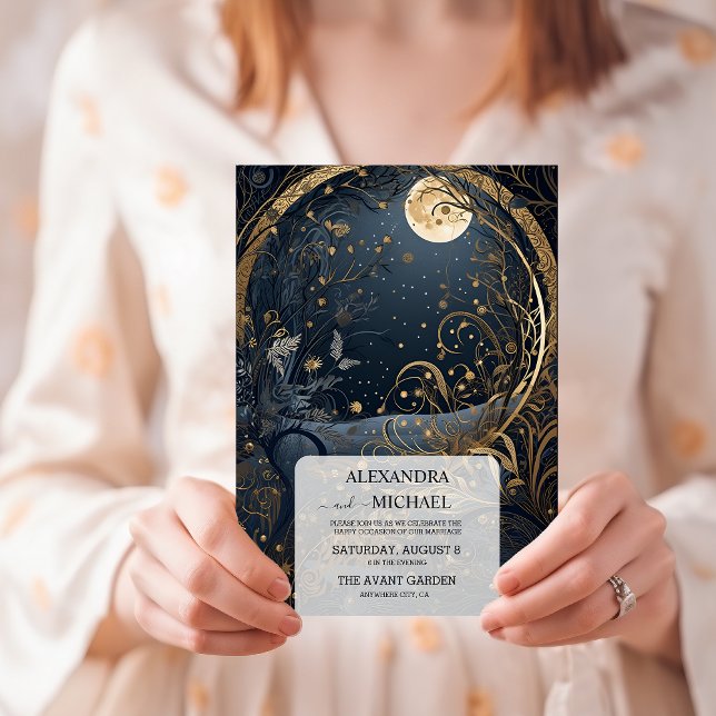 Invitación Boda Celeste Mystical Blue Midnight Gold (Subido por el creador)