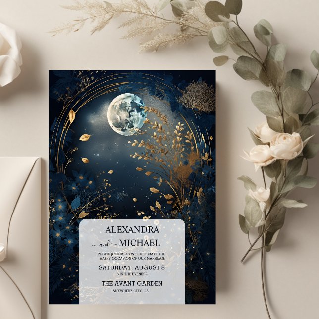 Invitación Boda Celeste Mystical Blue Midnight Gold (Subido por el creador)